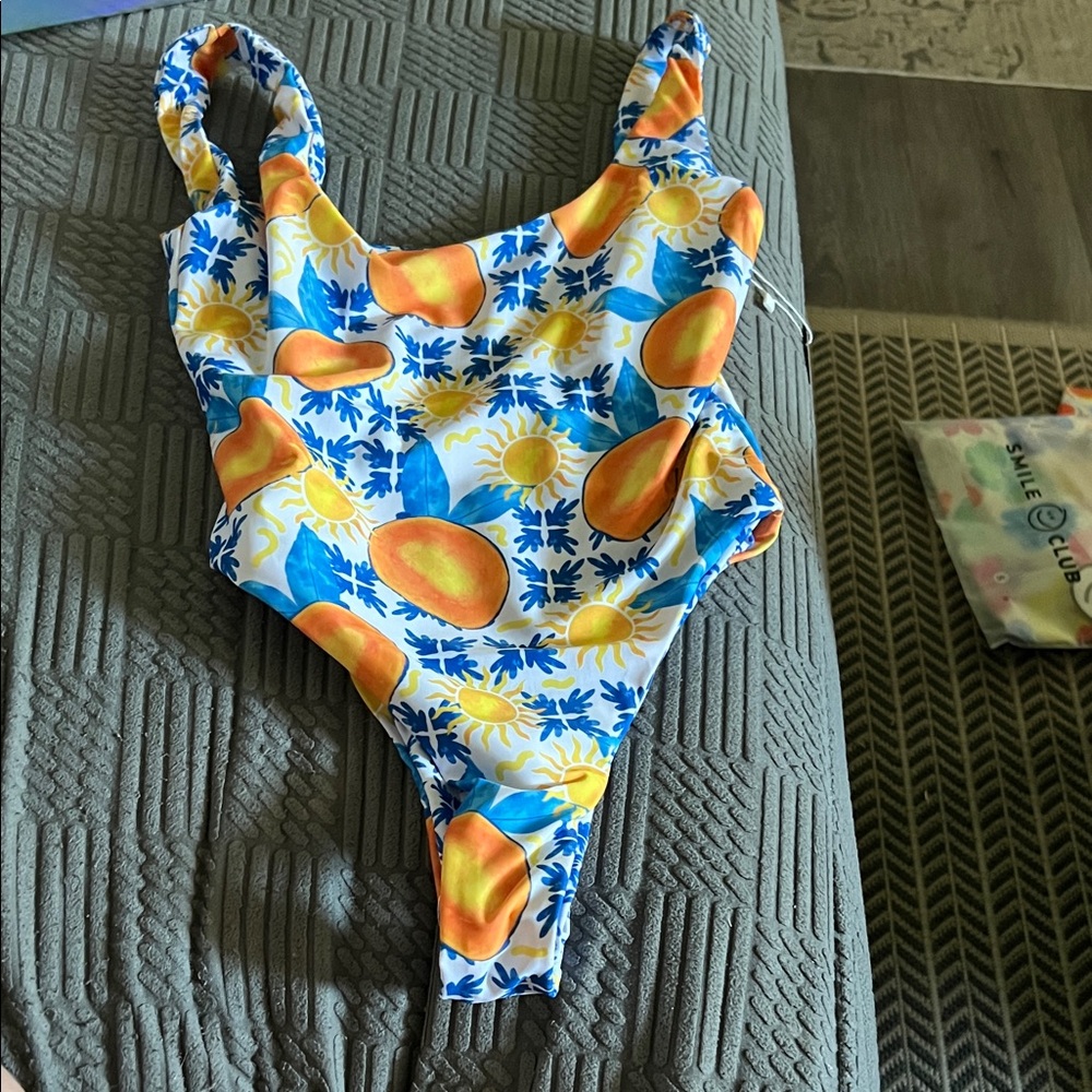 Moana Bikini with Bright Orange and Sky Blue Design